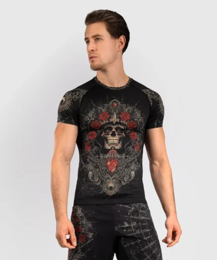 Venum Santa Muerte 5.0 Men’s T-Shirt Rashguard - Deep BlackGold